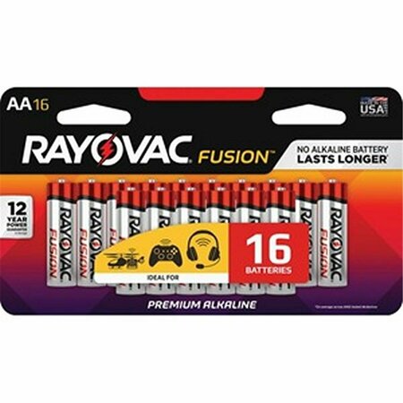RAYOVAC Fusion AA Battery, 16PK RAY81516LTFUSK